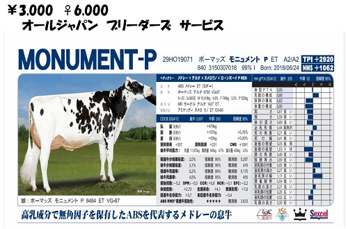 オールジャパン　ブリーダーズ　サービス　モニュメントP